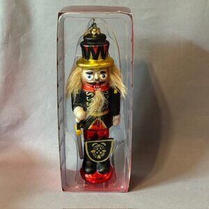 Vintage Nutcracker Glass Ornament Figurine Jingles Joy Foot Shield radko Gift
